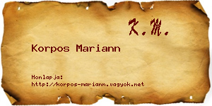 Korpos Mariann névjegykártya