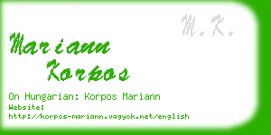 mariann korpos business card